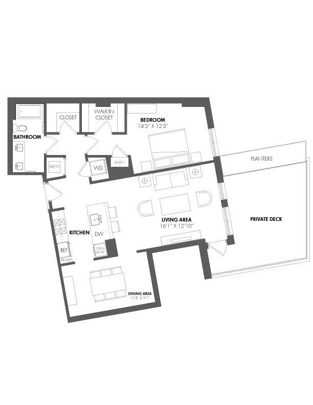 Floor Plan - 1 Bed/1 Bath Den