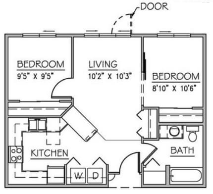 Plan 14 - 2 Bed 1 Bath