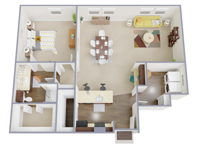 1 Bedroom, 1 Bathroom - 1 Bed, 1 Bath D (80% Income Restricted)