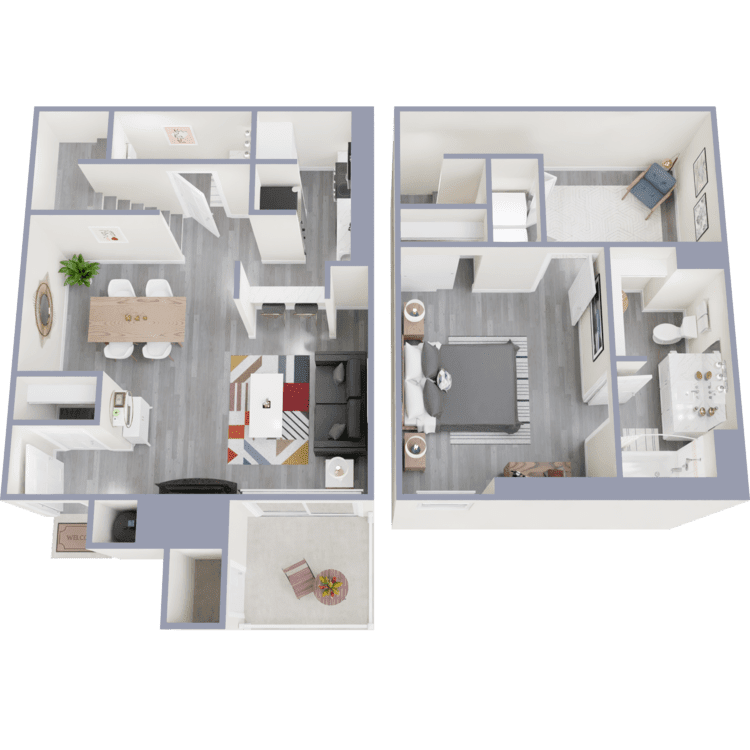 Floor Plan - 1 Bed 1.5 Bath