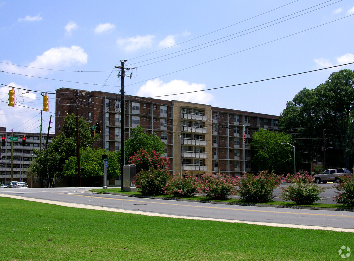 From across North 5th Avenue to the northwest - High Rise Senior Apartments