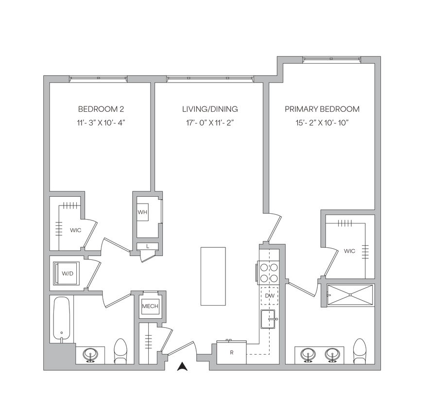 Floor Plan - B04 - 2BR 2BA (1051 SF)