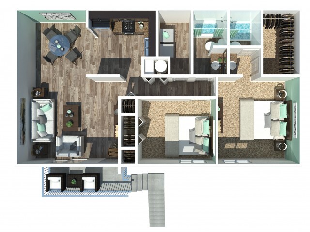 Two Bedroom Two Bath Garden 1028 Sq Ft - 2. Bedroom 2 Bath 1028