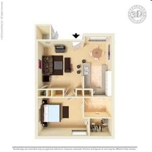 1BR/1BA - 1 Bedroom