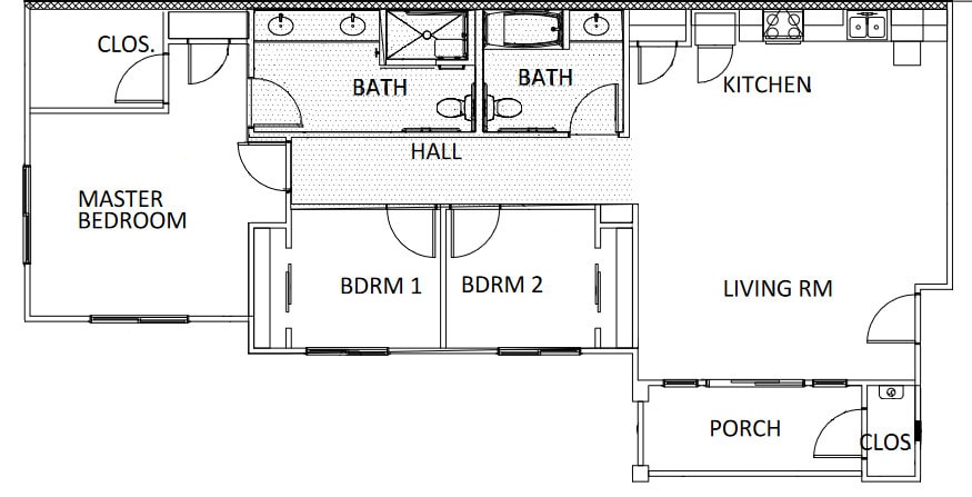Floor Plan - 3 Bed 2 Bath