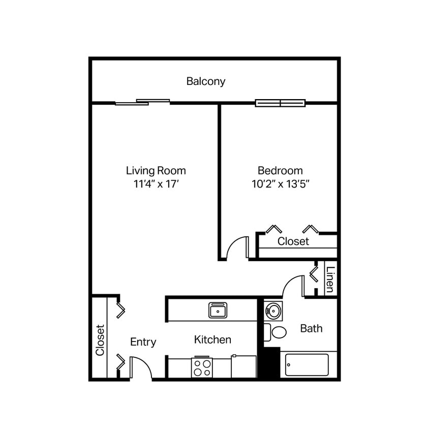 Floor Plan - Senior Income-Based 1 Bedroom