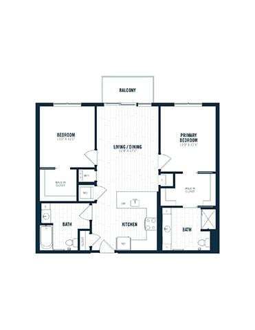 Floor Plan - C1 | 2 Bed | 2 Bath