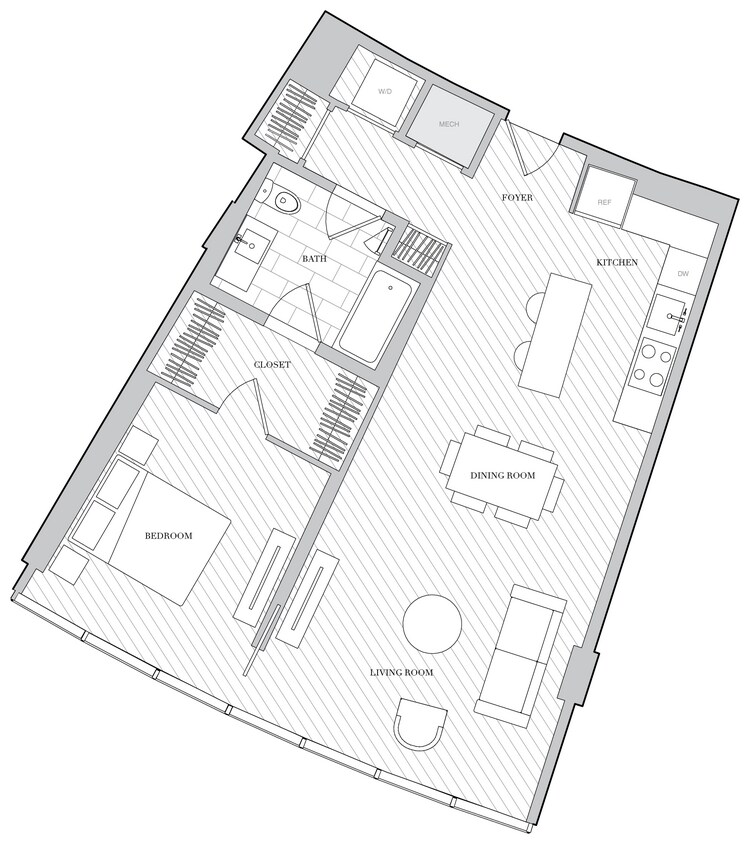 Floor Plan - 1 Bed 1 Bath B1T