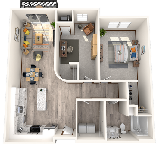 2 bedroom, 1 bathroom - B1