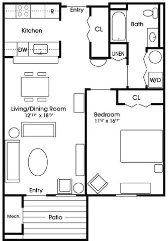 1x1 790 - 1 Bedroom