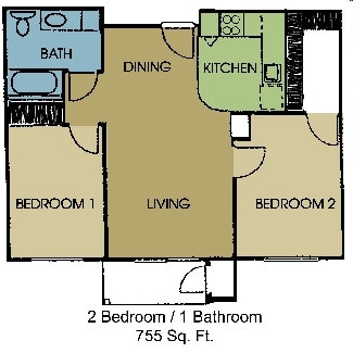 2BR/1BA - 2 Bedroom | 1 Bath