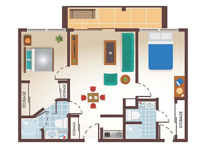 Floor Plan - Two Bedroom Two Bath - b1