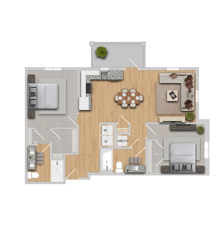 Cedar IL | 2x2 | 1059 sf - Cedar