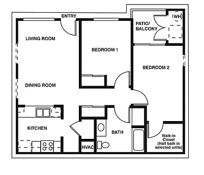2BR/1BA - 2 Bedroom 1 Bath