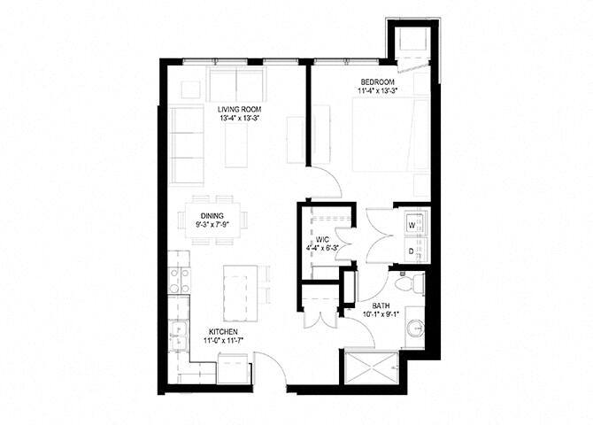 Floor Plan - One Bedroom - E