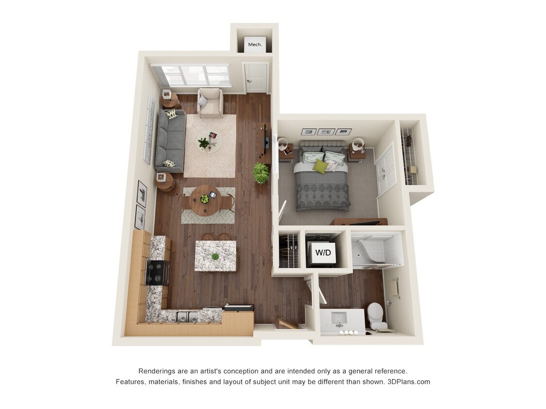 Floor Plan - One Bedroom A - 50%