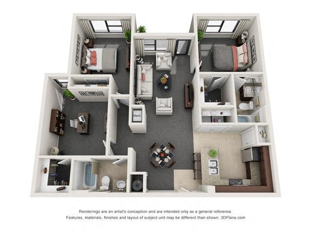Floor Plan - Two Bedroom w/Den Two Bath (b)