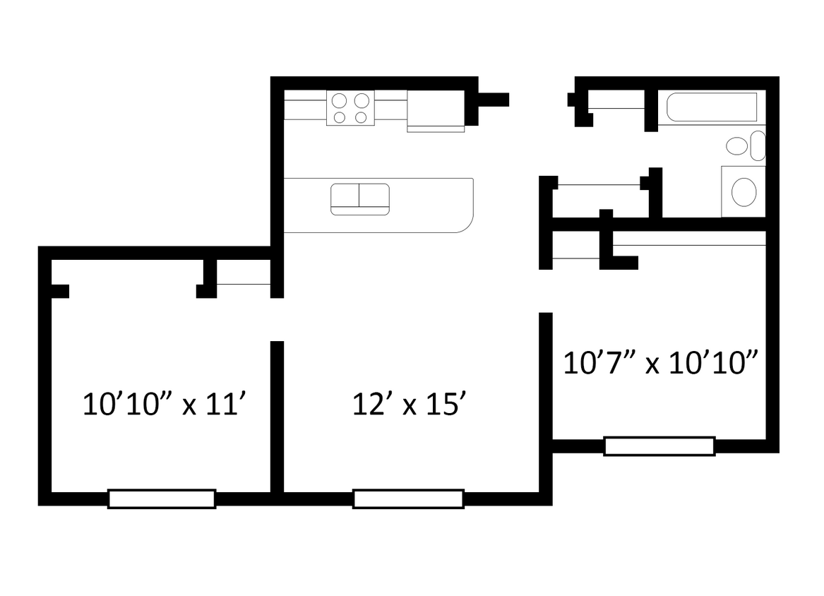 Floor Plan - 2 Bedroom | 1 Bath