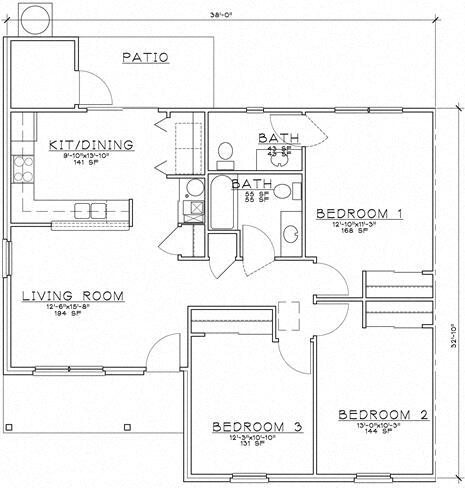 Floor Plan - 2 Bedroom Unit Ranch