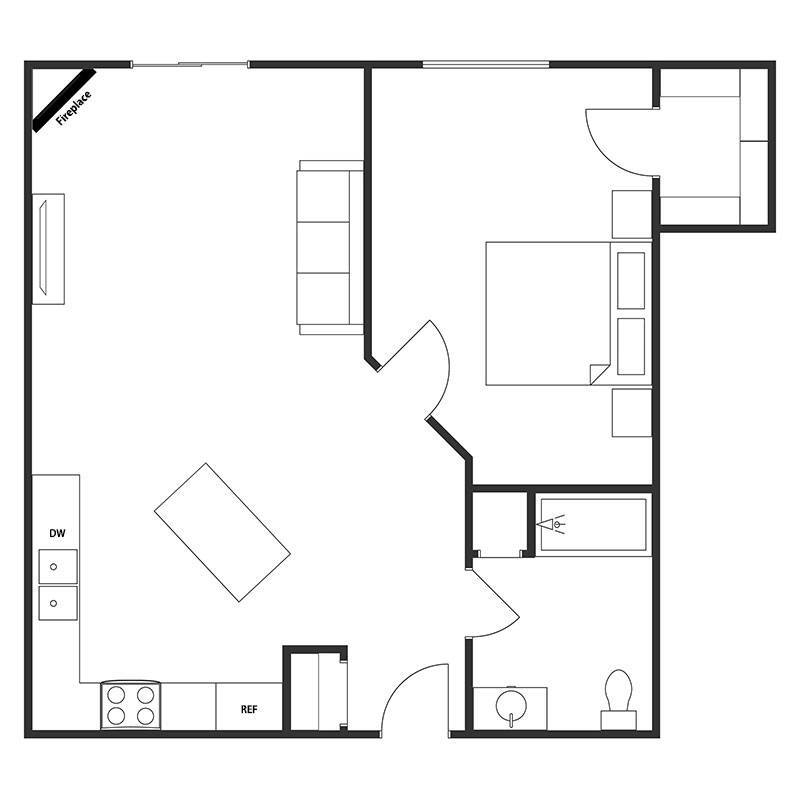 Floor Plan - One Bedroom One Bath