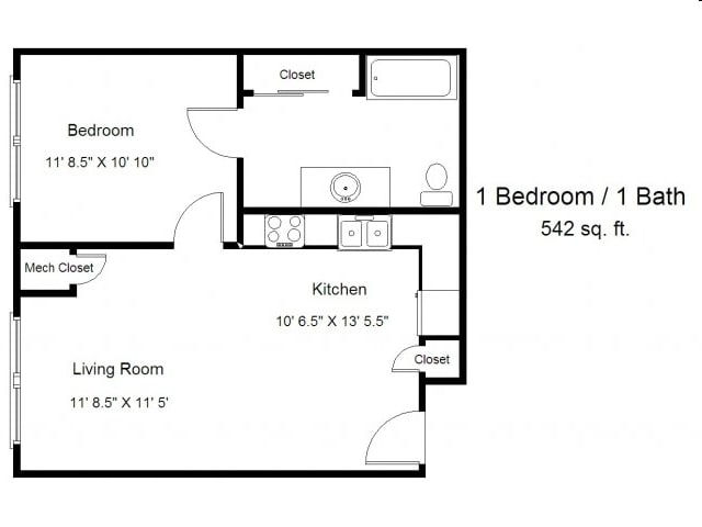 1BR/1BA - One Bedroom