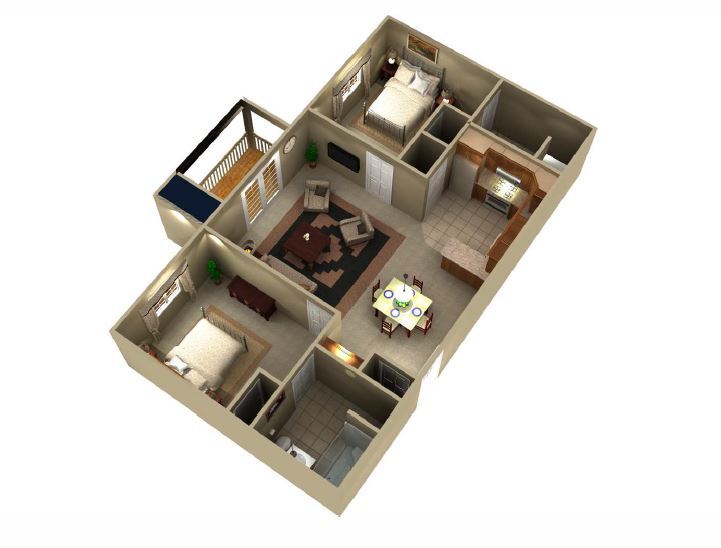 Floor Plan - Two Bedroom 1.5 Bath