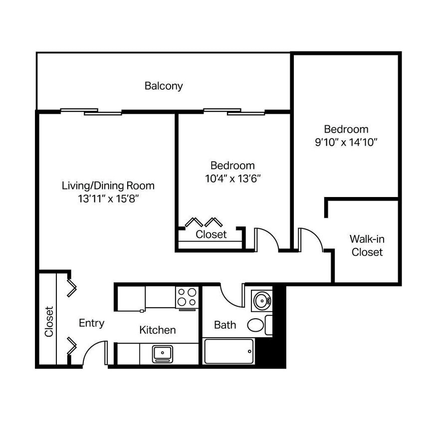 Floor Plan - Senior Income-Based 2 Bedroom