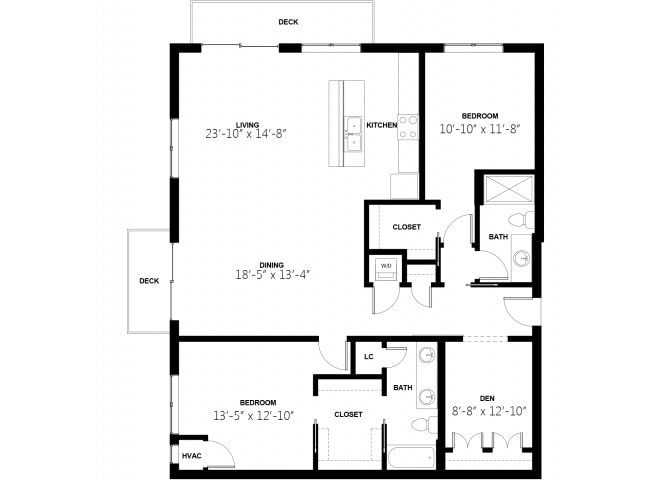Floor Plan - Penthouse 2 Bedroom with Den 15