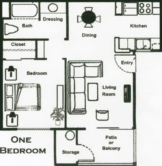 Vintage 1 bed.jpg - 1 Bedroom, 1 Bath - Upstairs (Balcony)