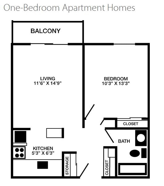1 Bed 1 Bath - 1 Bedroom