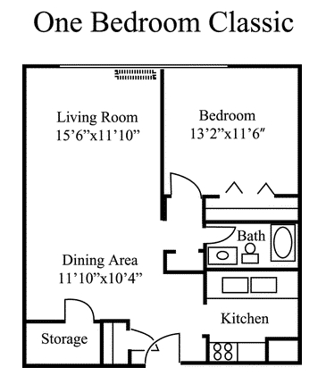 1BR/1BA - 1 Bedroom