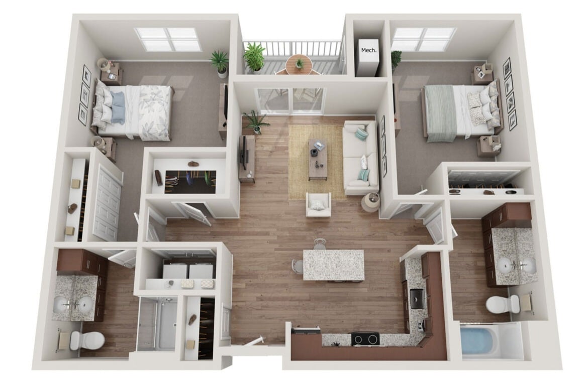 Floor Plan - Two Bedroom Two Bath