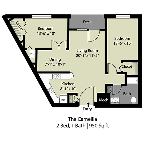 Floor Plan - The Camellia - 2 Bed/1 Bath
