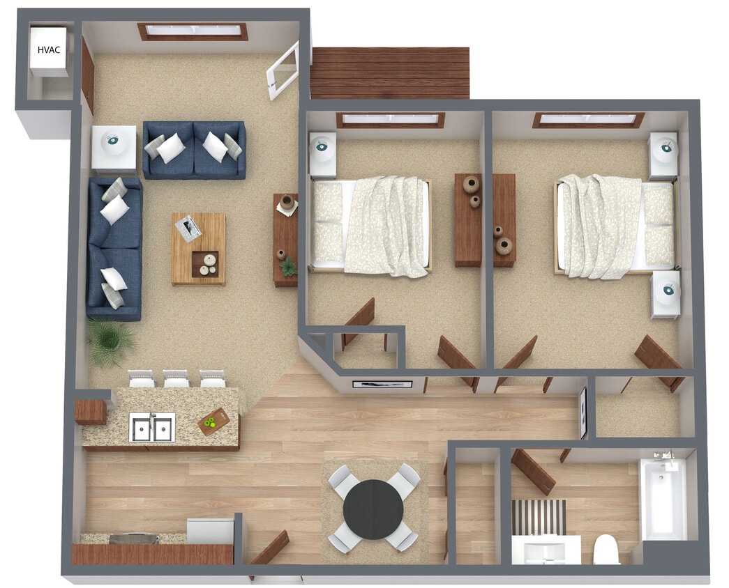 Floor Plan - 1 BR 1 BA Income Restricted