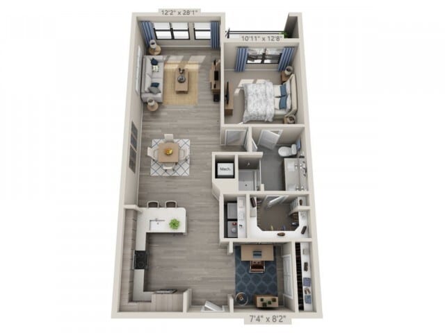 Floor plans are artist’s rendering. All dimensions are approximate. Actual product and specifications may vary in dimension or detail. Not all features are available in every apartment. Prices and availability are subject to change. - A3