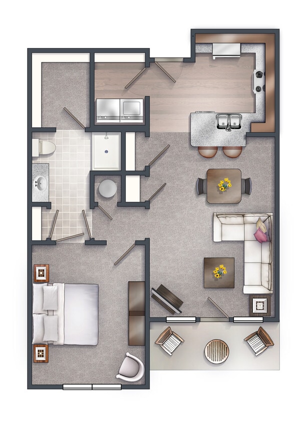 Floor Plan - 1 Bedroom Traditional