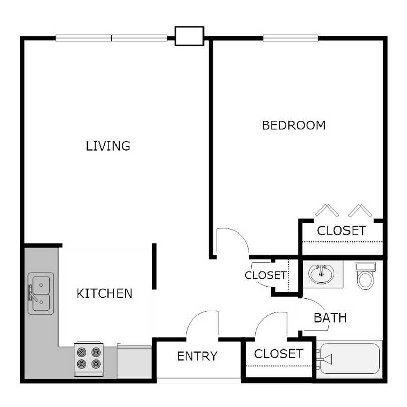 Floor Plan - 1 Bedroom 1 Bathroom