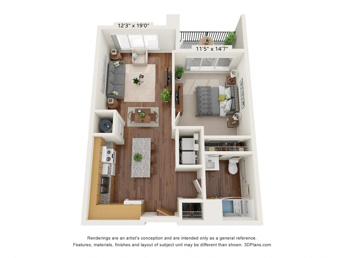 Floor Plan - One Bedroom - A (Wheelchair Accessible)