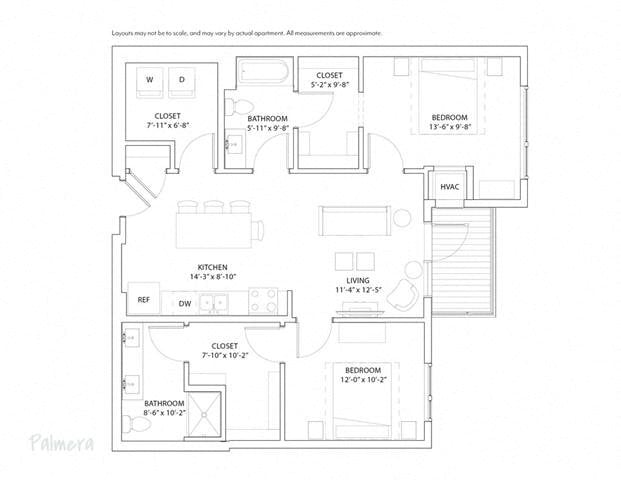 Floor Plan - 2 Bed 2 Bath Palmera