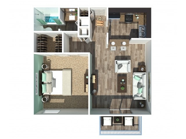 One Bedroom One Bathroom 688 Sq Ft Garden Style - 1 Bedroom 1 Bath