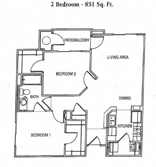 Floor Plan - Two Bedroom One Bathroom