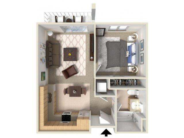 Floor Plan - 1 Bedroom 1 Bath | Age 55+