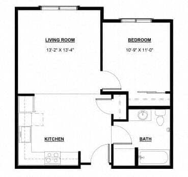 Floor Plan - One Bedroom One Bath