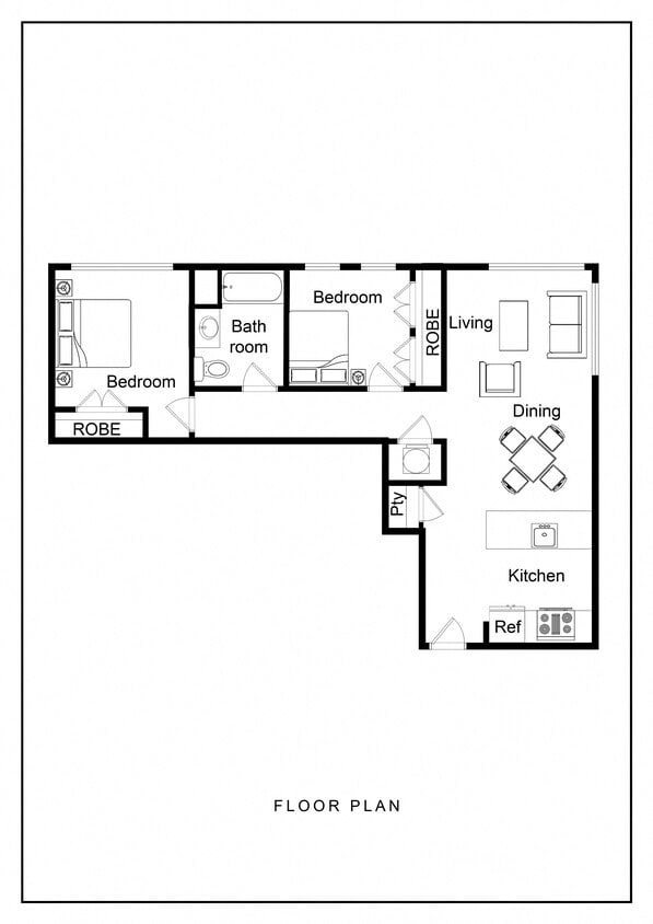 Floor Plan - 2 Bed 1 Bath