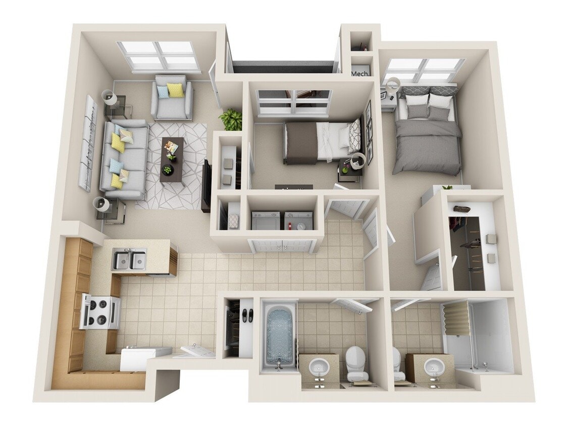 Floor Plan - 2 Bedroom 2 Bathroom