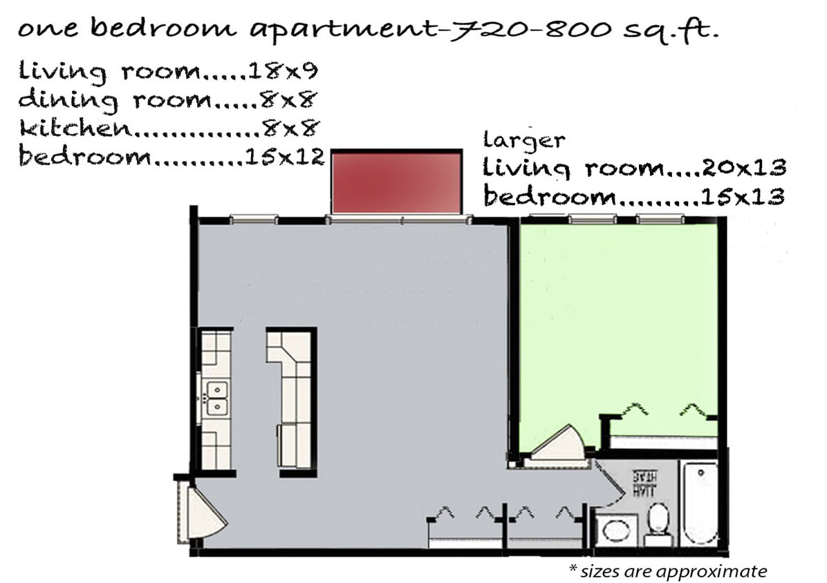 Floor Plan - 1BR / 1BA