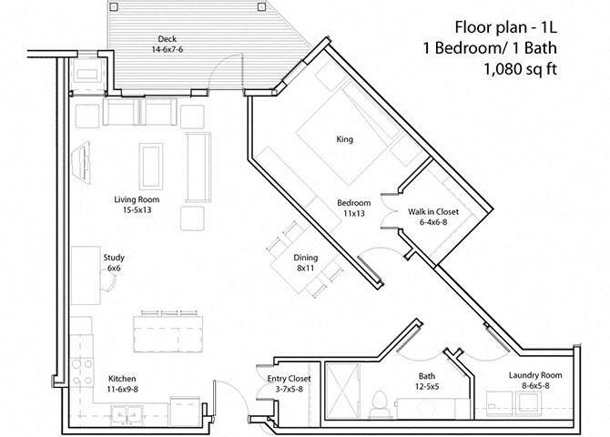 Floor Plan - One Bedroom - L