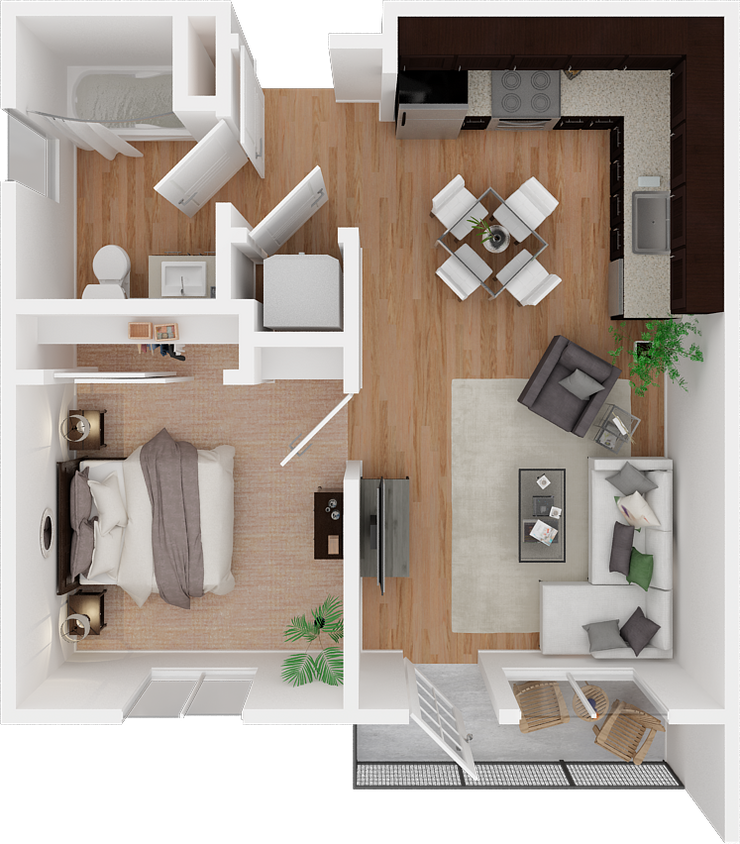 Floor Plan - 1BDRM, 1BTH