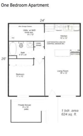 Floor Plan - 1BR/1Ba