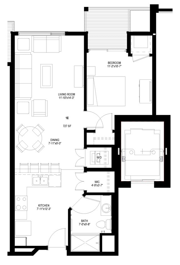 Floor Plan - One Bedroom - E